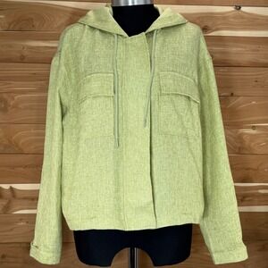 Avec Les Filles Sage Green Boxy Shirt Hoodie Jacket Woven‎ Women's size Large